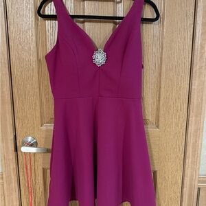 Pink Embellished Fit and Flare Mini Dress